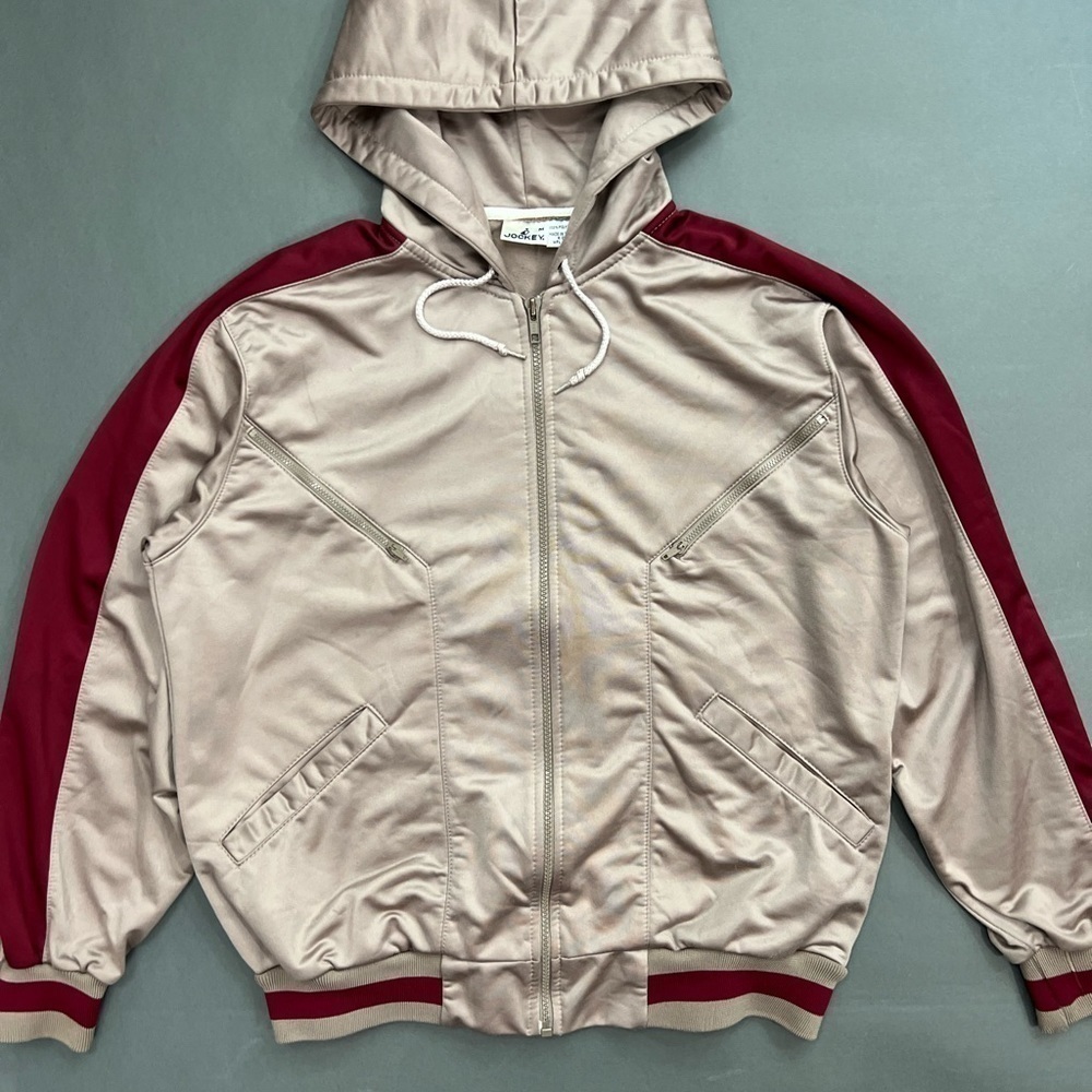 Vintage Cargo Zipper Pockets Zip Up Pinstripe Hooded Jacket - Picture 5 of 9